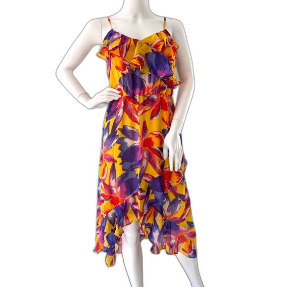 Sofia Vergara Hi/Lo Tropical Floral Sundress Multicolor Dress Resort Wear Small - Picture 1 of 9